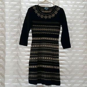 Black & White Decorative Sweater Dress